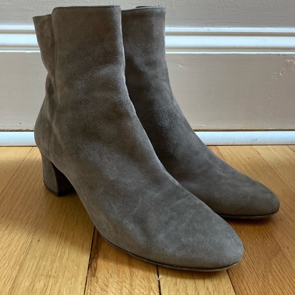 AGL Size 40 Womens‎ Size 10 Suede Pewter Gray Taupe Block Heel Bootie Neutral - Picture 3 of 15